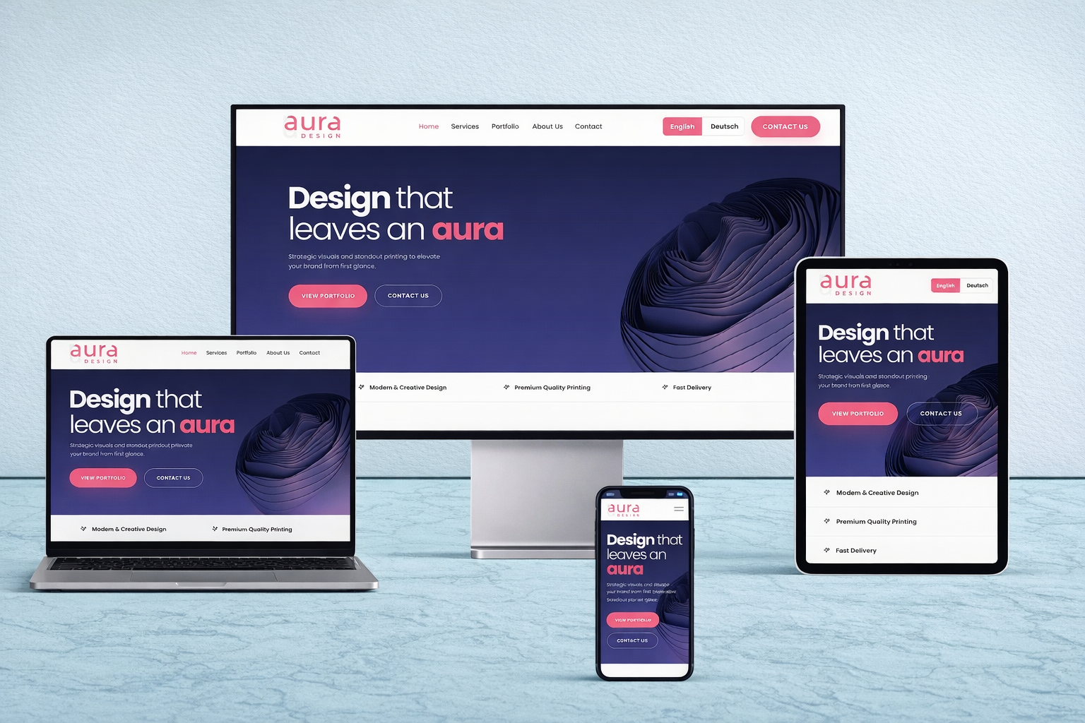 Aura Design Website Mockup